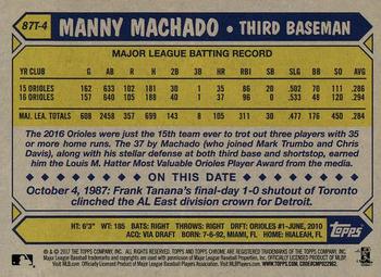 2017 Topps Chrome - 1987 Topps Baseball 30th Anniversary #87T-4 Manny Machado Back