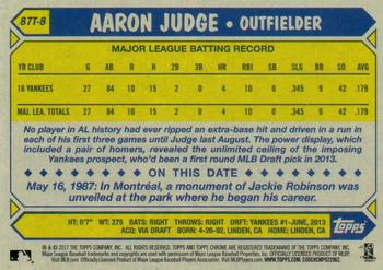 2017 Topps Chrome - 1987 Topps Baseball 30th Anniversary #87T-8 Aaron Judge Back