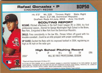 2004 Bowman Draft Picks & Prospects - Gold #BDP50 Rafael Gonzalez Back
