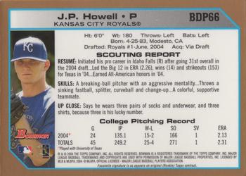2004 Bowman Draft Picks & Prospects - Gold #BDP66 J.P. Howell Back