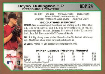 2004 Bowman Draft Picks & Prospects - Gold #BDP124 Bryan Bullington Back