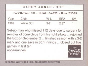 1990 Coca-Cola Chicago White Sox #NNO Barry Jones Back