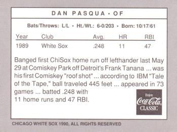 1990 Coca-Cola Chicago White Sox #NNO Dan Pasqua Back