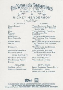 2017 Topps Allen & Ginter X #54 Rickey Henderson Back