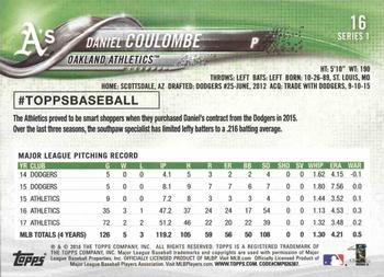 2018 Topps #16 Daniel Coulombe Back
