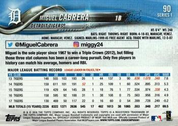 2018 Topps #90 Miguel Cabrera Back
