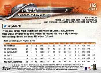 2018 Topps #165 Ty Blach Back