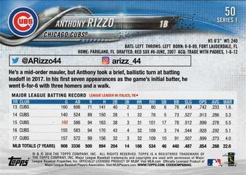 2018 Topps #50 Anthony Rizzo Back