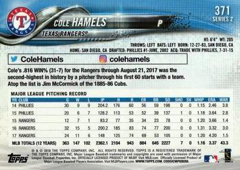 2018 Topps #371 Cole Hamels Back