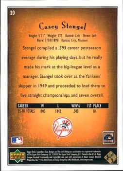 2002 SP Legendary Cuts #10 Casey Stengel Back