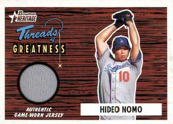 2004 Bowman Heritage - Threads of Greatness #TG-HN Hideo Nomo Front