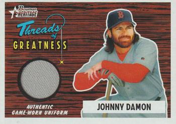 2004 Bowman Heritage - Threads of Greatness #TG-JD Johnny Damon Front