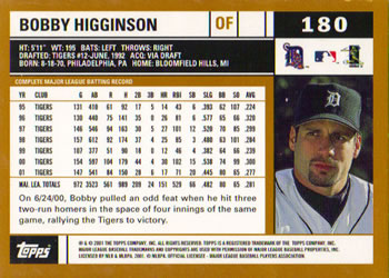 2002 Topps #180 Bobby Higginson Back