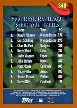 2002 Topps #348 Randy Johnson / Curt Schilling / Chan Ho Park Back