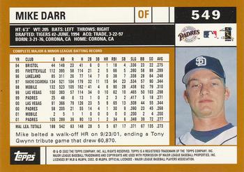 2002 Topps #549 Mike Darr Back
