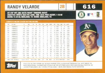 2002 Topps #616 Randy Velarde Back