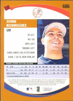 2002 Topps #686 John Rodriguez Back