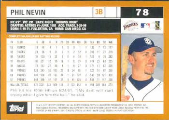 2002 Topps #78 Phil Nevin Back