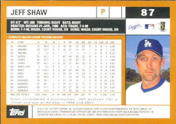 2002 Topps #87 Jeff Shaw Back