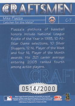 2004 Donruss - Craftsmen #C-7 Mike Piazza Back