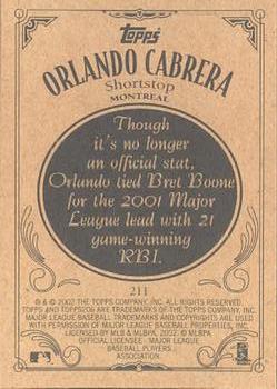 2002 Topps 206 #211 Orlando Cabrera Back