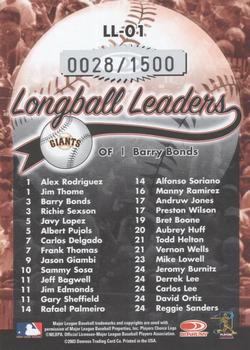 2004 Donruss - Longball Leaders #LL-01 Barry Bonds Back