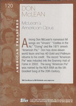 2002 Topps American Pie Spirit of America #120 Don McLean Back