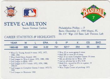 1990 MVP Baseball All-Star Card Game #7 Steve Carlton Back