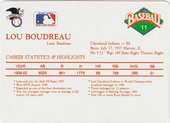 1990 MVP Baseball All-Star Card Game #11 Lou Boudreau Back