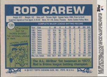 2002 Topps Archives Reserve #6 Rod Carew Back