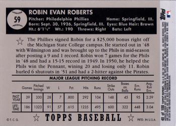 2002 Topps Archives Reserve #40 Robin Roberts Back
