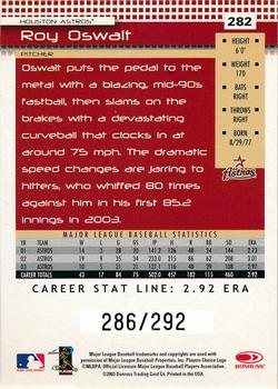 2004 Donruss - Stat Line Career #282 Roy Oswalt Back