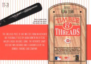 2004 Donruss - Timber & Threads #TT-21 Adam Dunn Back