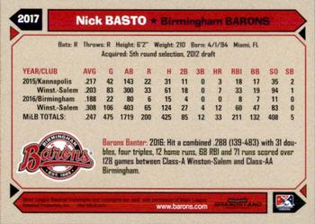 2017 Grandstand Birmingham Barons #NNO Nick Basto Back