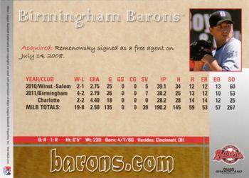 2012 Grandstand Birmingham Barons #NNO Dan Remenowsky Back