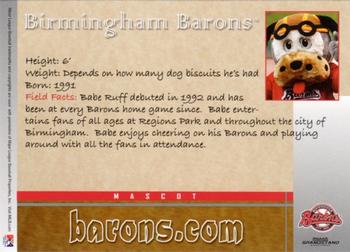 2012 Grandstand Birmingham Barons #NNO Babe Ruff Back