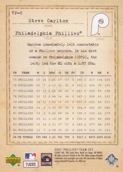 2007 Upper Deck Philadelphia Phillies Alumni Night - Vintage Phillies #VP-6 Steve Carlton Back
