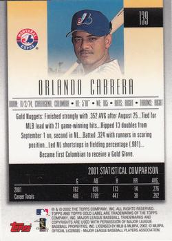 2002 Topps Gold Label #139 Orlando Cabrera Back