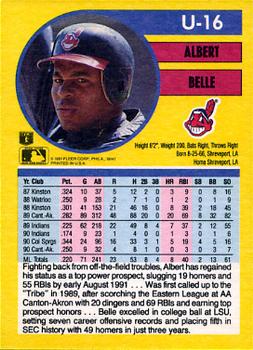 1991 Fleer Update #U-16 Albert Belle Back