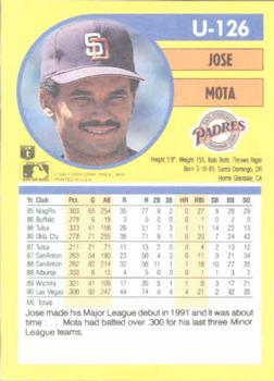 1991 Fleer Update #U-126 Jose Mota Back