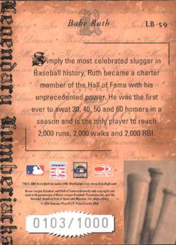 2004 Donruss Classics - Legendary Lumberjacks #LB-59 Babe Ruth Back