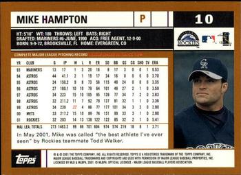 2002 Topps - Topps Limited #10 Mike Hampton Back