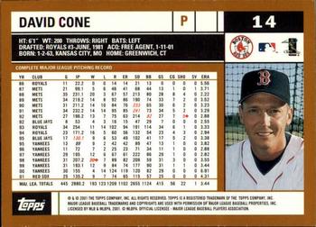 2002 Topps - Topps Limited #14 David Cone Back