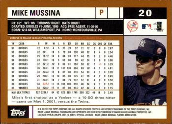 2002 Topps - Topps Limited #20 Mike Mussina Back