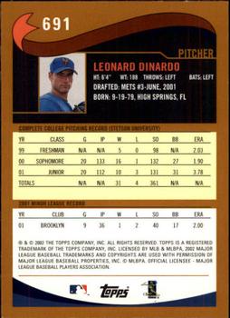 2002 Topps - Topps Limited #691 Leonard DiNardo Back