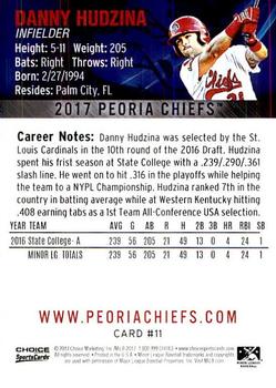 2017 Choice Peoria Chiefs #11 Danny Hudzina Back