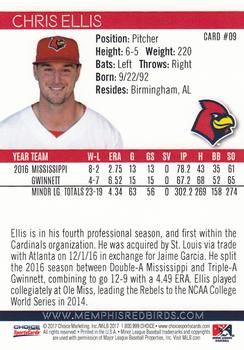 2017 Choice Memphis Redbirds #09 Chris Ellis Back