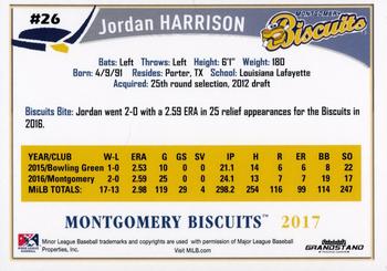 2017 Grandstand Montgomery Biscuits #NNO Jordan Harrison Back