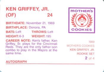 1989 Mother's Cookies Ken Griffey Jr. #2 Ken Griffey Jr. Back