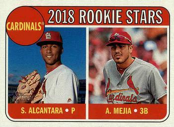 2018 Topps Heritage #14 Cardinals 2018 Rookie Stars (Sandy Alcantara / Alex Mejia) Front